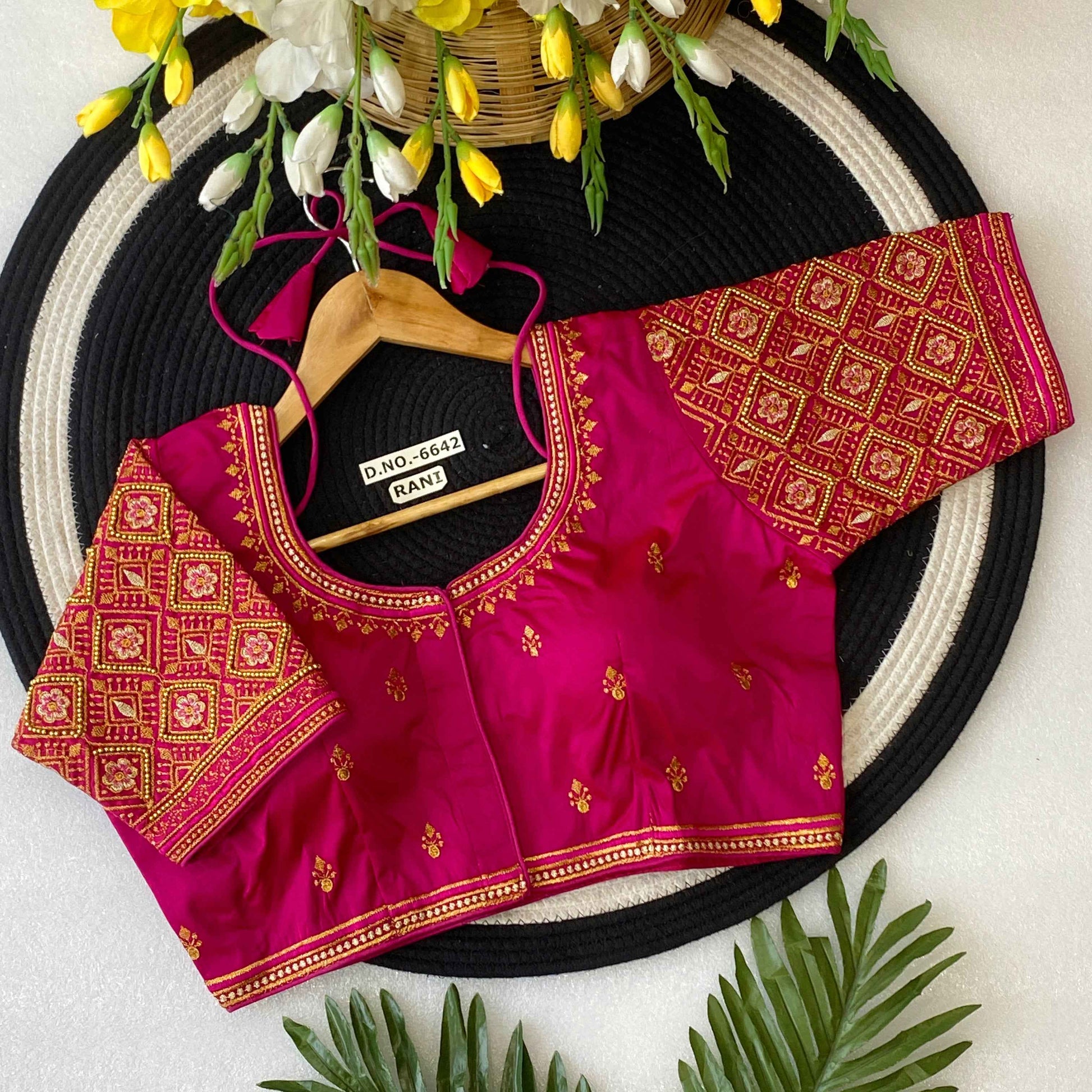 Peacock Motif Maggam Handwork Silk Saree Blouse - BL 6642