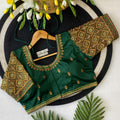Peacock Motif Maggam Handwork Silk Saree Blouse - BL 6642