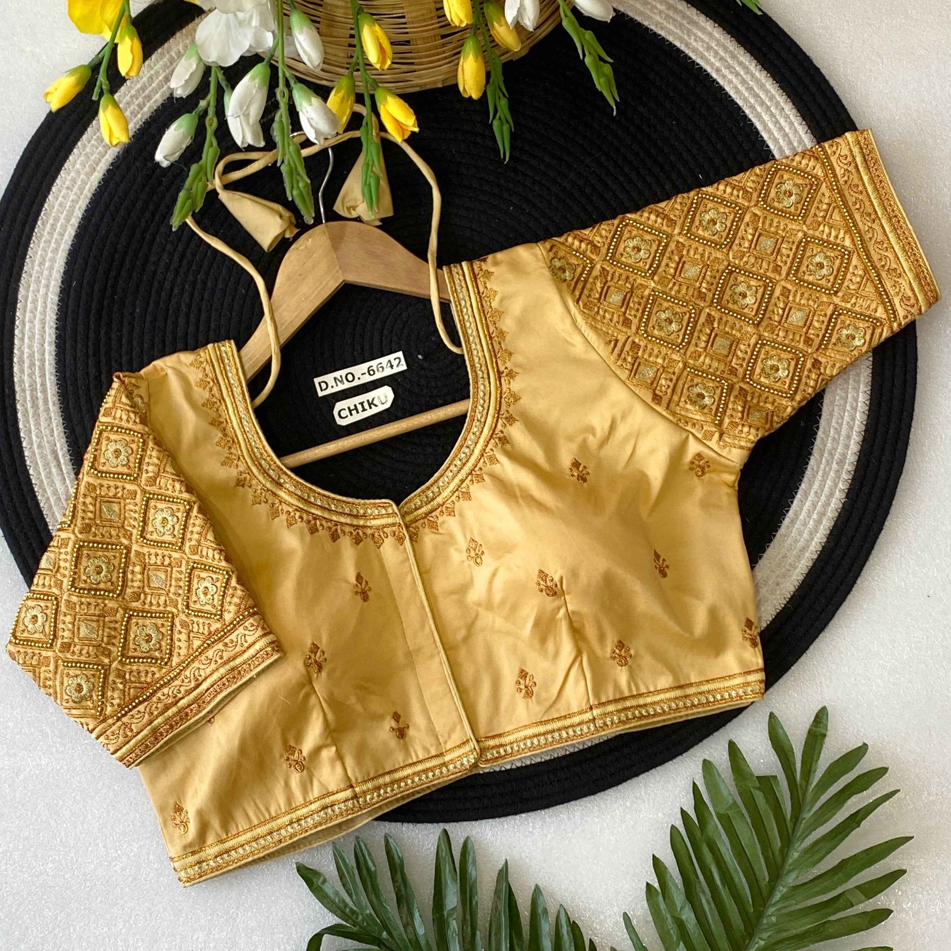 Peacock Motif Maggam Handwork Silk Saree Blouse - BL 6642