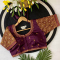 Peacock Motif Maggam Handwork Silk Saree Blouse - BL 6642