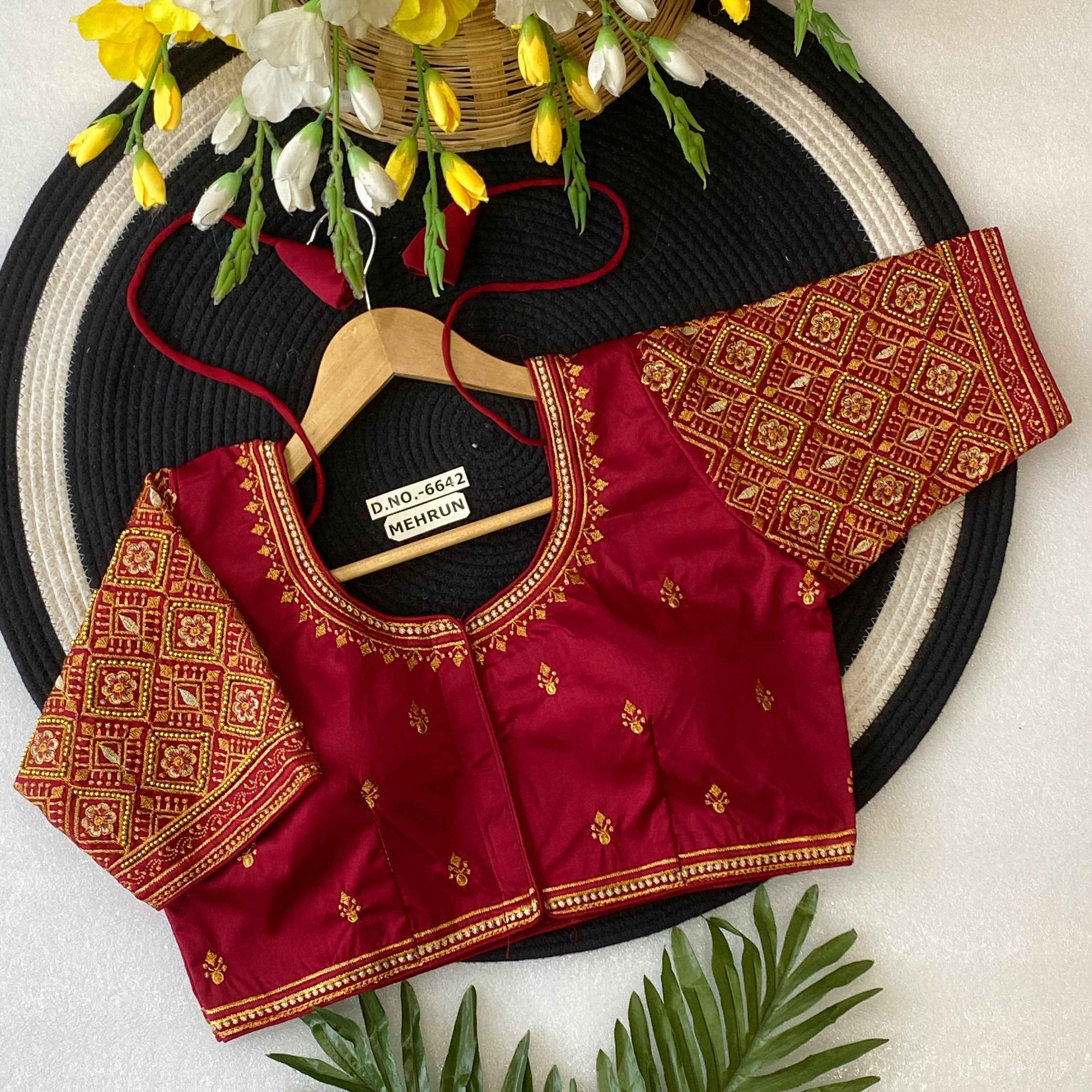 Peacock Motif Maggam Handwork Silk Saree Blouse - BL 6642