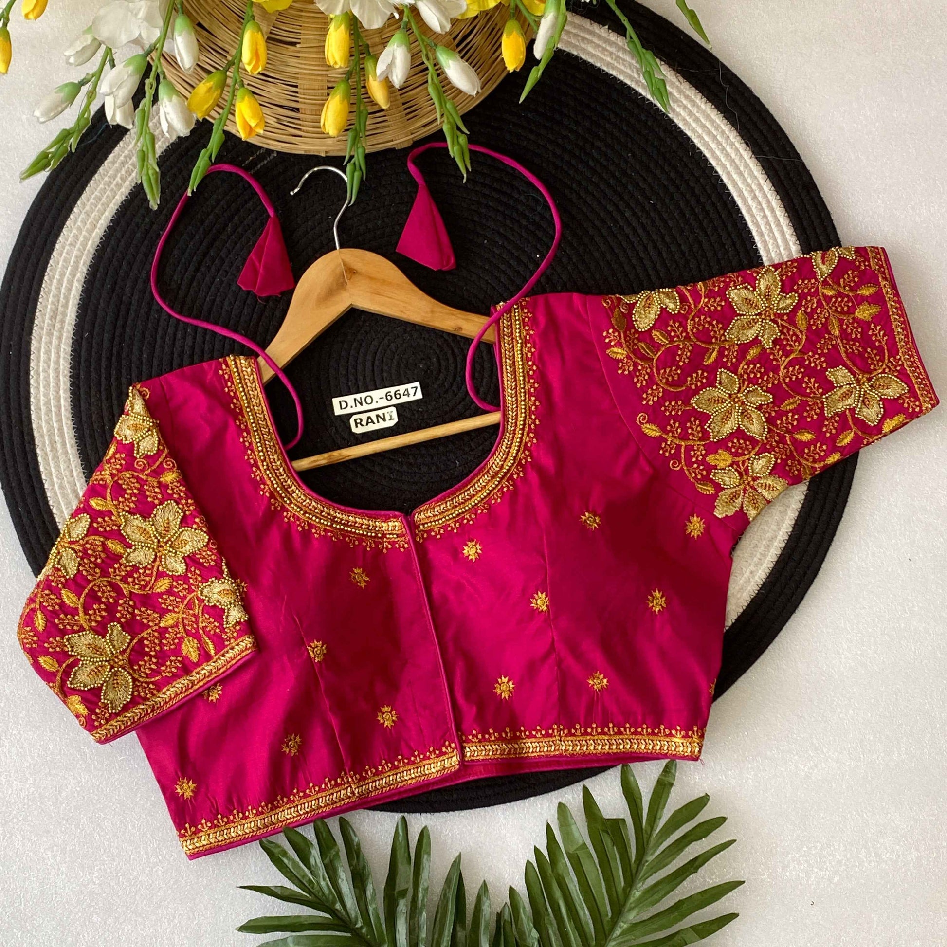 Fancy Maggam Handwork Silk Saree Blouse Designs - BL 6647