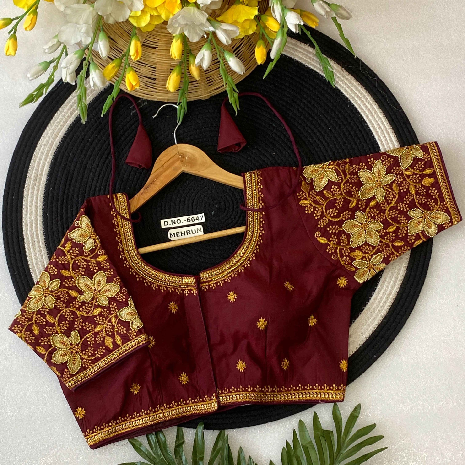 Fancy Maggam Handwork Silk Saree Blouse Designs - BL 6647