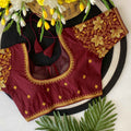 Fancy Maggam Handwork Silk Saree Blouse Designs - BL 6647