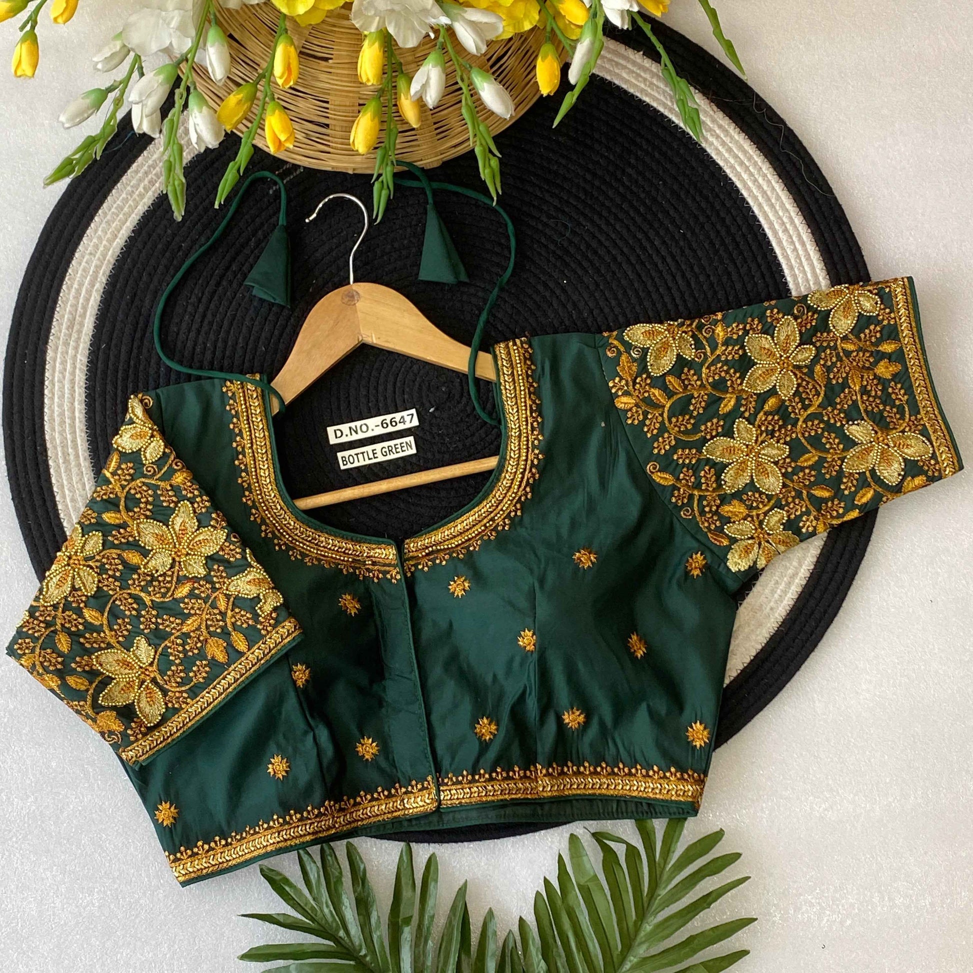 Fancy Maggam Handwork Silk Saree Blouse Designs - BL 6647
