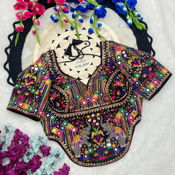Navratri Designer Corset Heavy Work Italian Silk Blouse - BL 6887