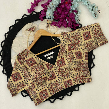 Ajrakh Cotton Double Side Stretchable Blouse - BL 6772