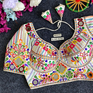 Navratri Mirror Work Italian Silk - BL 6786