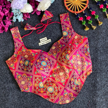 Corset Jacquard Silk Printed Blouse - BL 6650