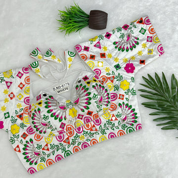 Navratri Masaba Pattern Blouse , Mirror & Zari Work, Back Open | BL 6928