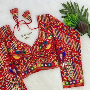 Navratri Heavy Designer Full Sleeve Blouse – Mirror, Thread & Sequins Work | BL 6859