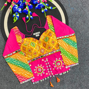 Navratri Bandhani Print Long Kediya Style Full Sleeve Blouse | BL 6930