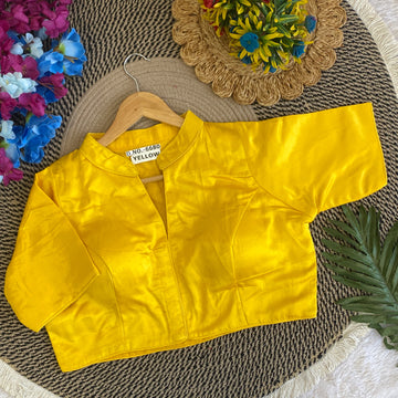 Plain Gaji Silk Collar Neck Blouse - BL 6680