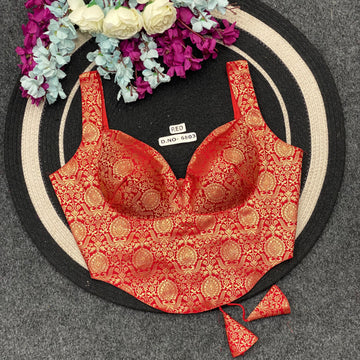 Banarasi Silk Corset Blouse – Adjustable Fit | BL - 6803