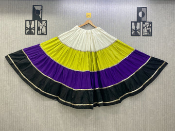 Multicolor Rayon Lehenga Skirt – 4 Kali, 8 Meter Flair | BL - 6861