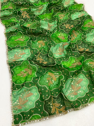 Crepe Viscose Bandhani Print Dupatta – Zari & Sequin Work, 2.5m | BL - 6623