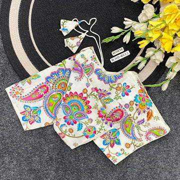 Viscose Crepe Position Print Sweetheart Neck Blouse - BL 6612