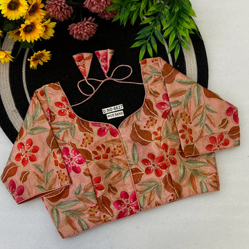 Plus Size Crepe Viscose Position Print  Blouse – Zari & Sequins Work, Front Open Hook | BL 6627