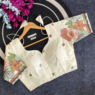 Khadi Cotton Sweetheart Neck Blouse - BL 6742