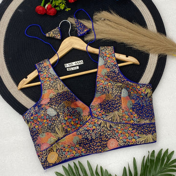 Jacquard Flower Print Spaghetti V-Neck Blouse - Sleeveless with Attached Sleeves Blouseline - BL 6595