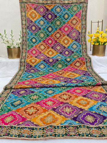 Natural Crepe Position Print Multicolor Dupatta - 2.5 Meters Blouseline - BL 6662