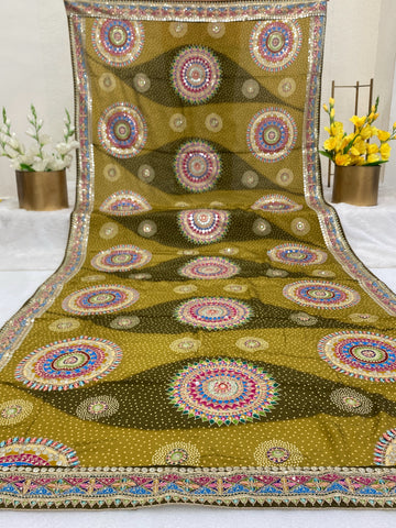 Pure Natural Crepe Position Print Dupatta in 8 Colors - Blouse Line Surat India - 2.5 Meters - BL 6664