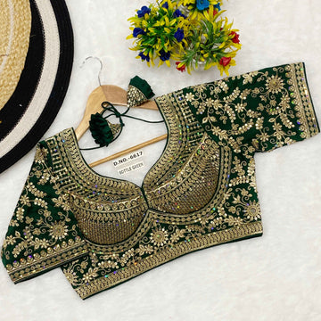 Premium Italian Silk Bridal Blouse – Heavy Handwork & Sequin Work - BL 6617