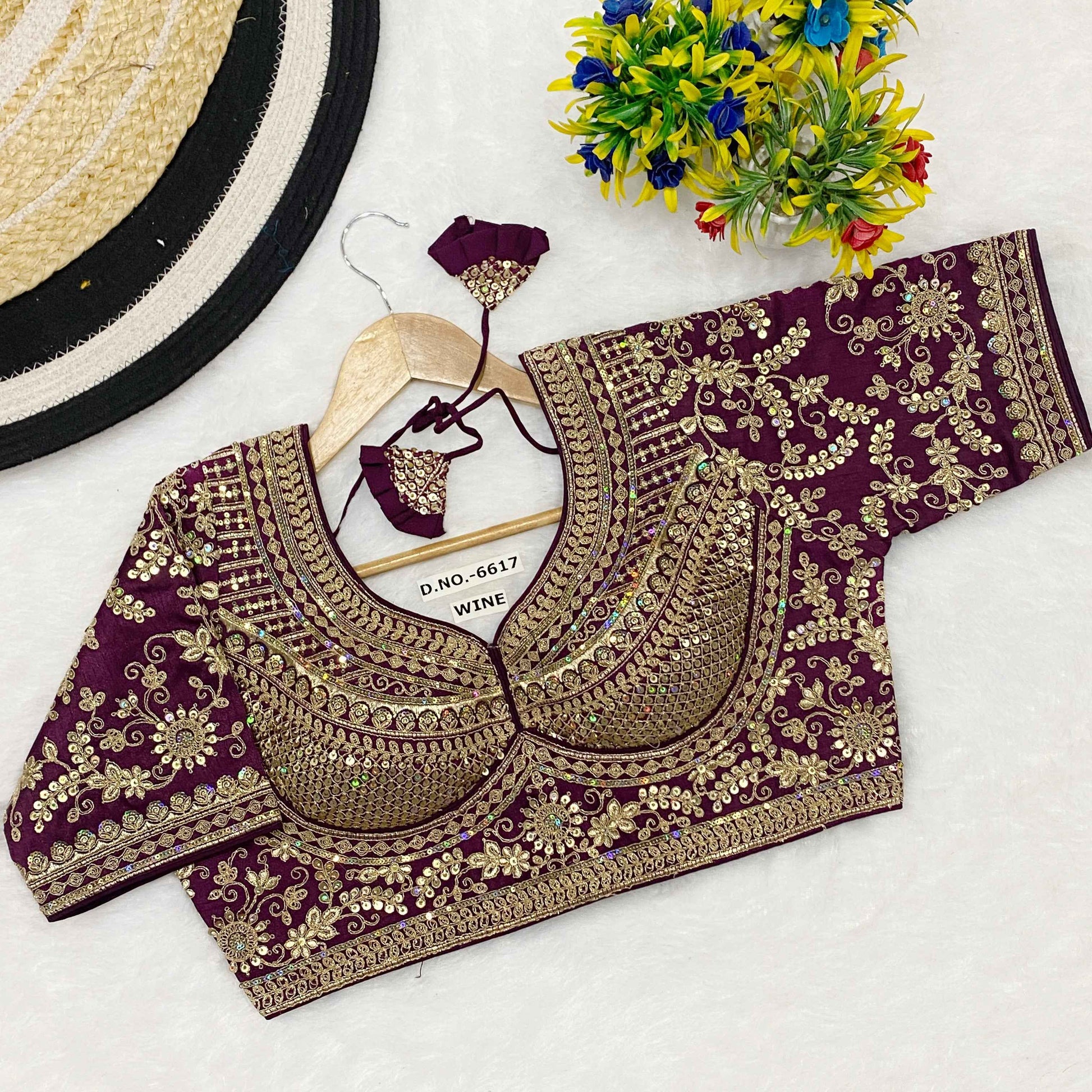 Premium Italian Silk Bridal Blouse – Heavy Handwork & Sequin Work - BL 6617