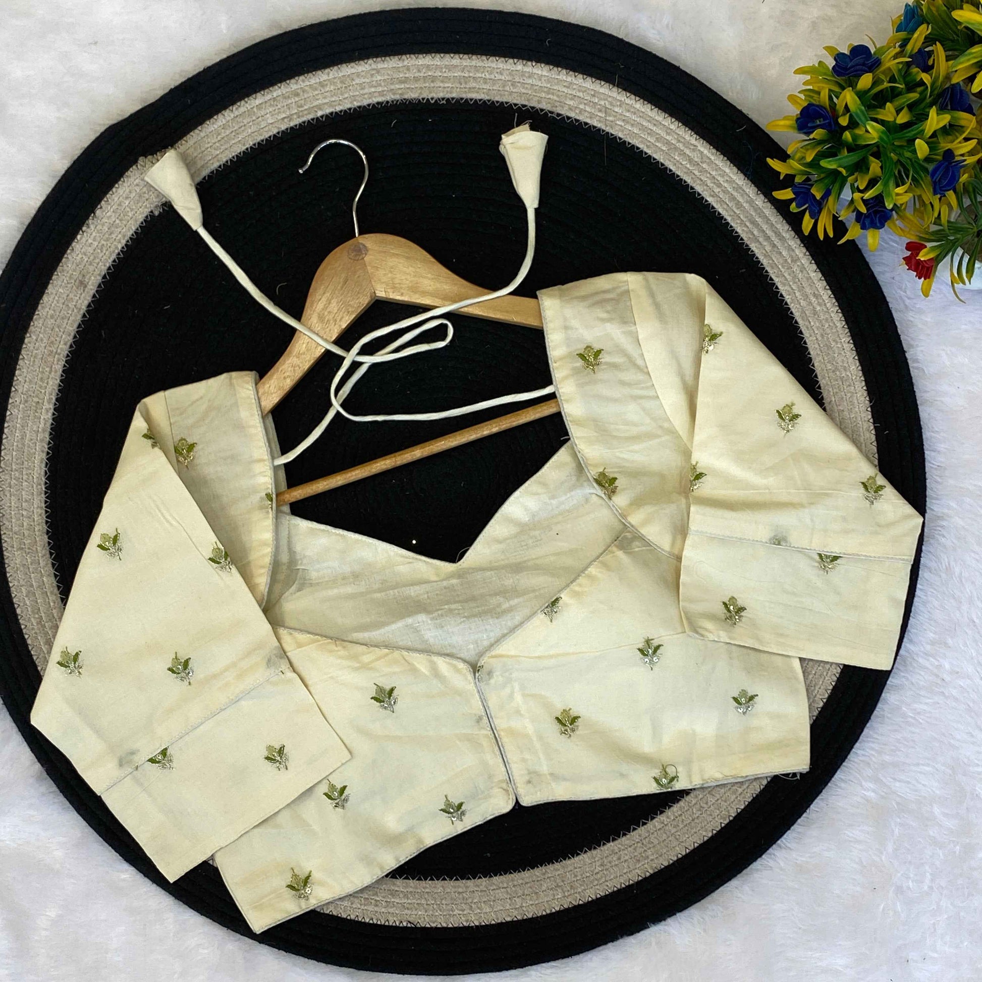OFF White Khadi Cotton Designer Blouse | Wedding & Festive Wear - BN 6567