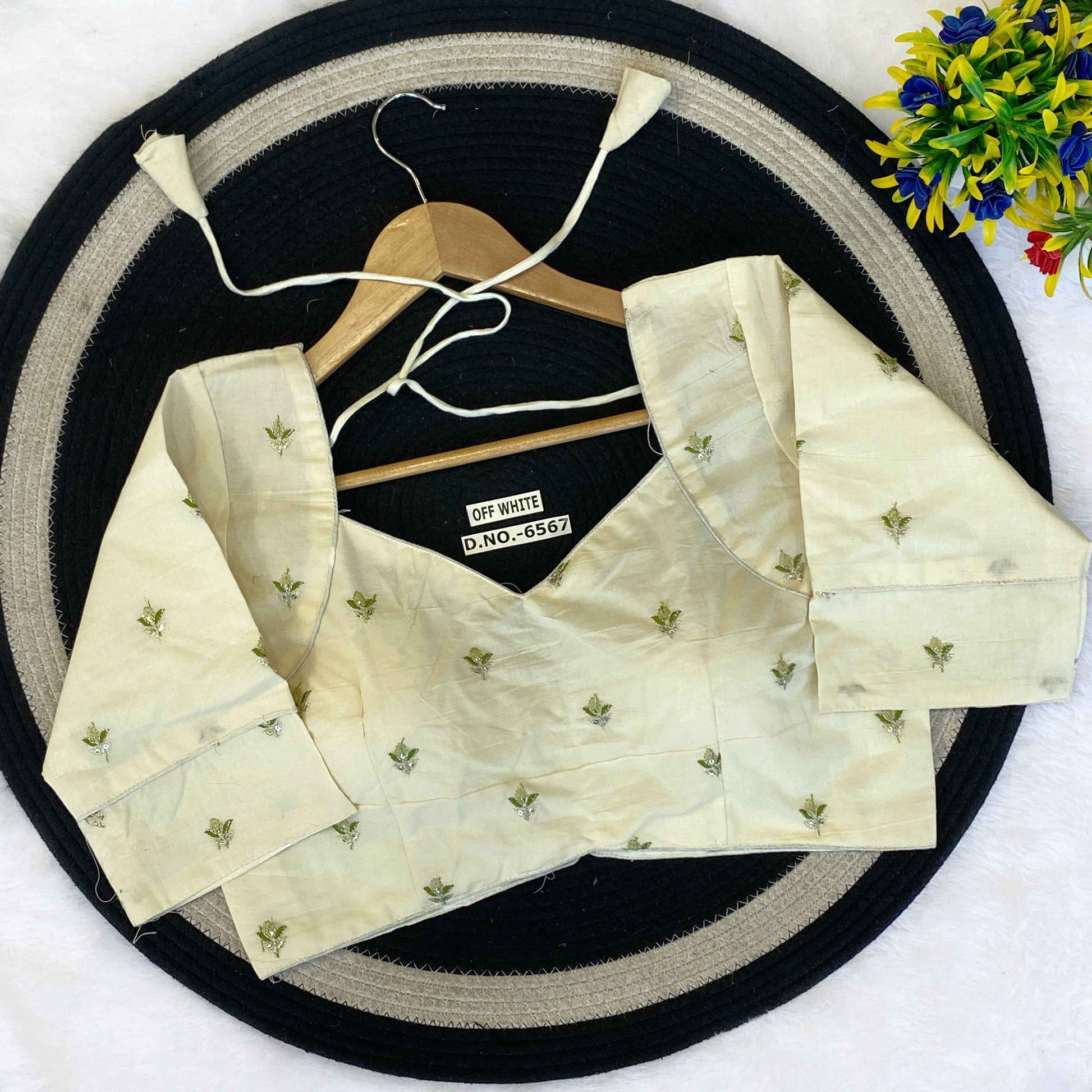 OFF White Khadi Cotton Designer Blouse | Wedding & Festive Wear - BN 6567