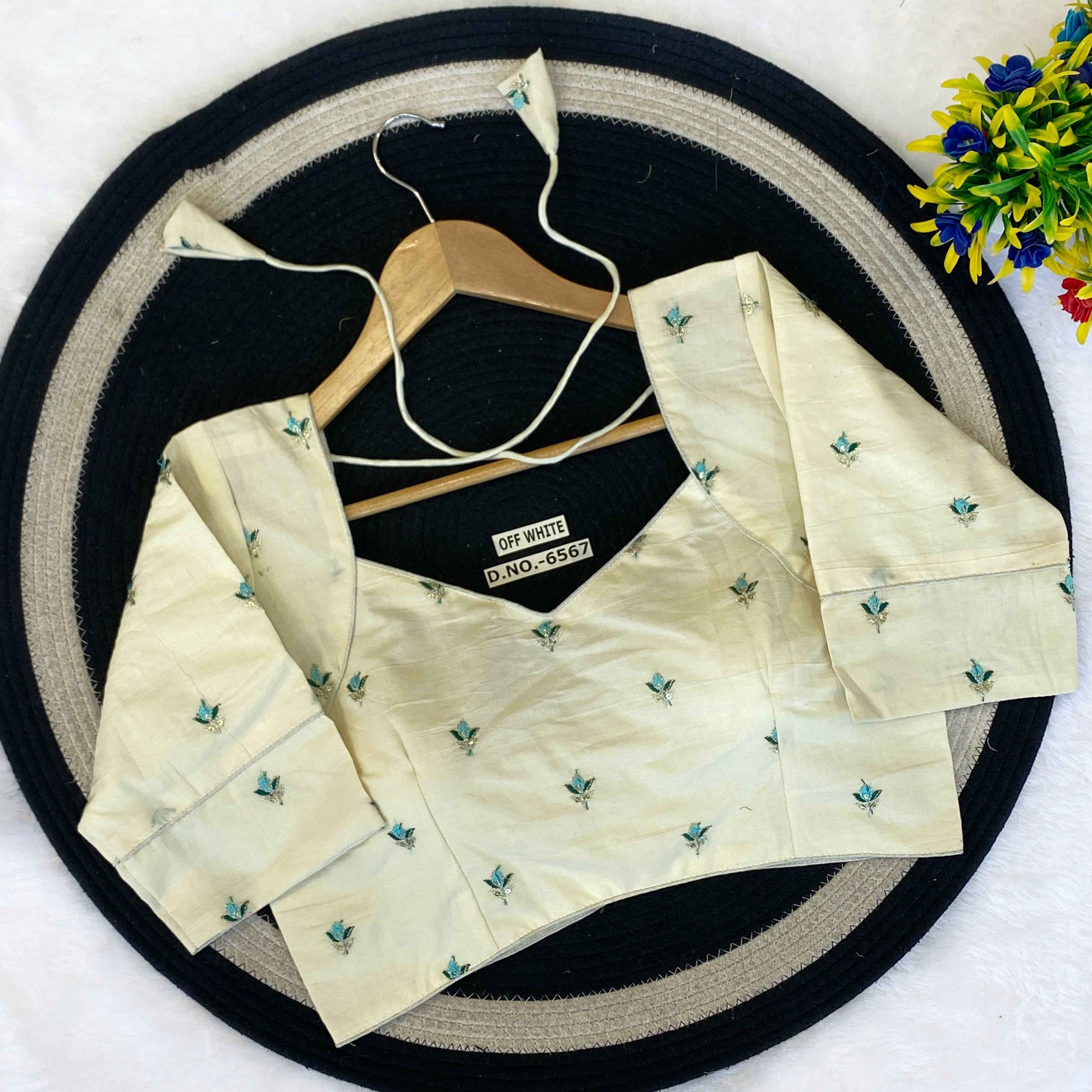 OFF White Khadi Cotton Designer Blouse | Wedding & Festive Wear - BN 6567