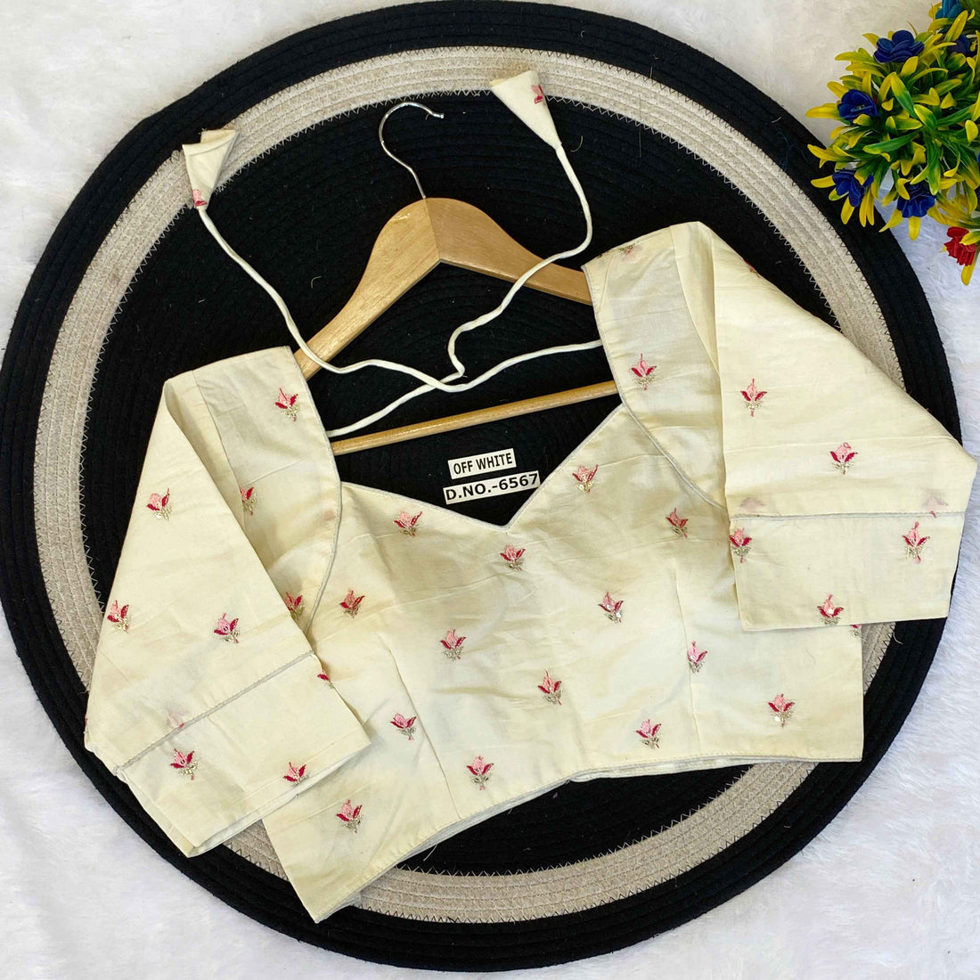OFF White Khadi Cotton Designer Blouse | Wedding & Festive Wear - BN 6567