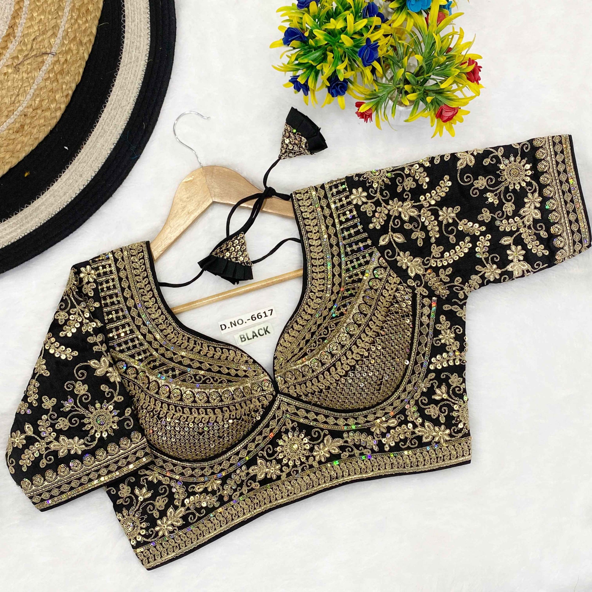 Premium Italian Silk Bridal Blouse – Heavy Handwork & Sequin Work - BL 6617