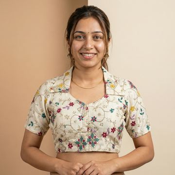 Khadi Cotton Collar Neck Blouse - BL 6503