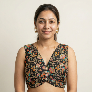 Viscose Crepe Spaghetti Blouse with Attached Sleeves - 6570