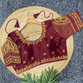 Vichitra Silk Blouse: Golden Zari & Bugle Beads Work | Pearl Embellished Round Neck - BL 6641 Blouse Line