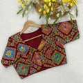 Viscose Crepe Position Print Blouse | Heavy Zari & Coding Embroidery Front Open - BL 6397