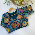 Viscose Crepe Position Print Blouse | Heavy Zari & Coding Embroidery Front Open - BL 6397
