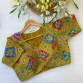 Viscose Crepe Position Print Blouse | Heavy Zari & Coding Embroidery Front Open - BL 6397
