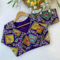 Viscose Crepe Position Print Blouse | Heavy Zari & Coding Embroidery Front Open - BL 6397