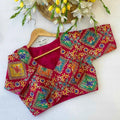 Viscose Crepe Position Print Blouse | Heavy Zari & Coding Embroidery Front Open - BL 6397