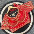 Premium Malai Silk Golden Zari Blouse with 3mm Sequins & Diamond Work - BL 6648
