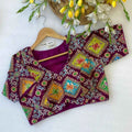 Viscose Crepe Position Print Blouse | Heavy Zari & Coding Embroidery Front Open - BL 6397