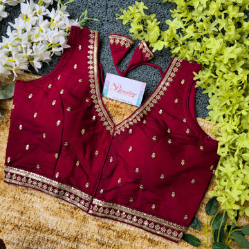Trendy Slub Silk Embroidery Blouse Collection at Wholesale Prices