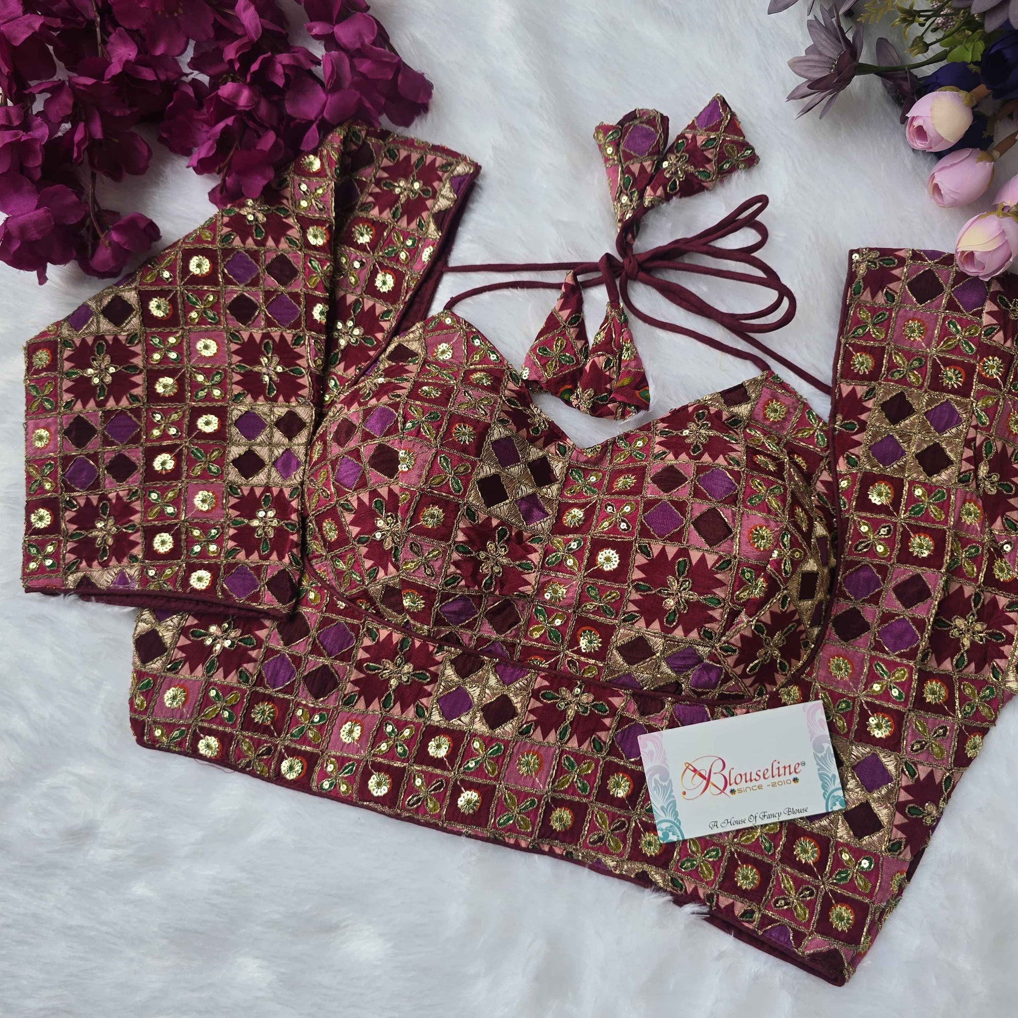 New 2025 Collection Viscose Crepe Pojisan Print Blouses - BlouseLine