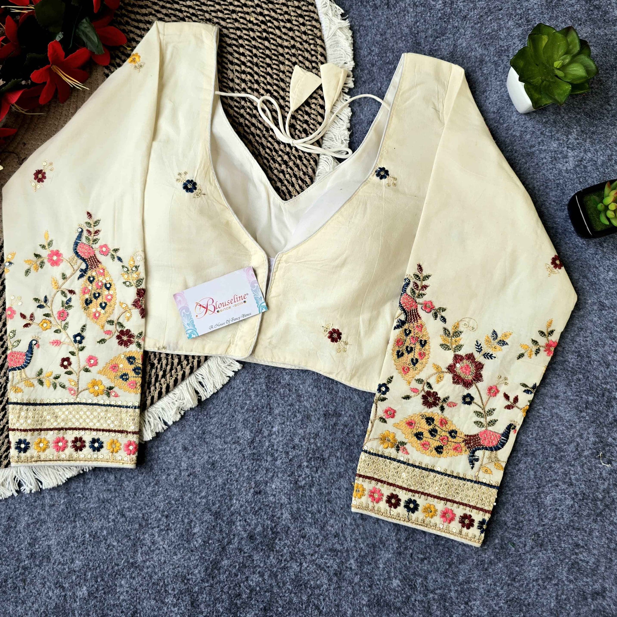 Latest Collection Embroidery Khadi Blouses in Surat | BlouseLine