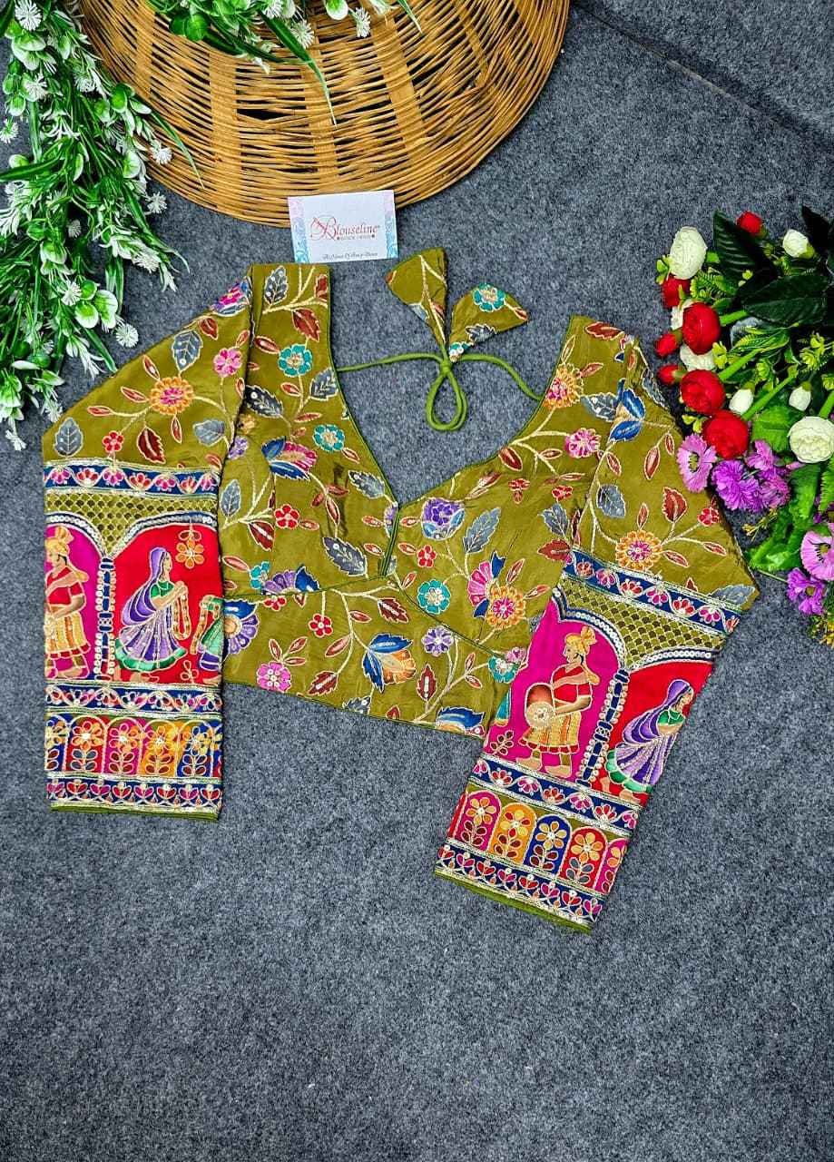 Crepe Viscose Position Print Blouse Supplier in Surat - Blouseline