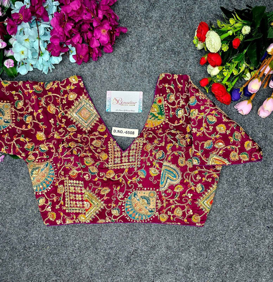 Buy Crepe Viscose Position Print Blouse Near Me – Blouseline BL6508