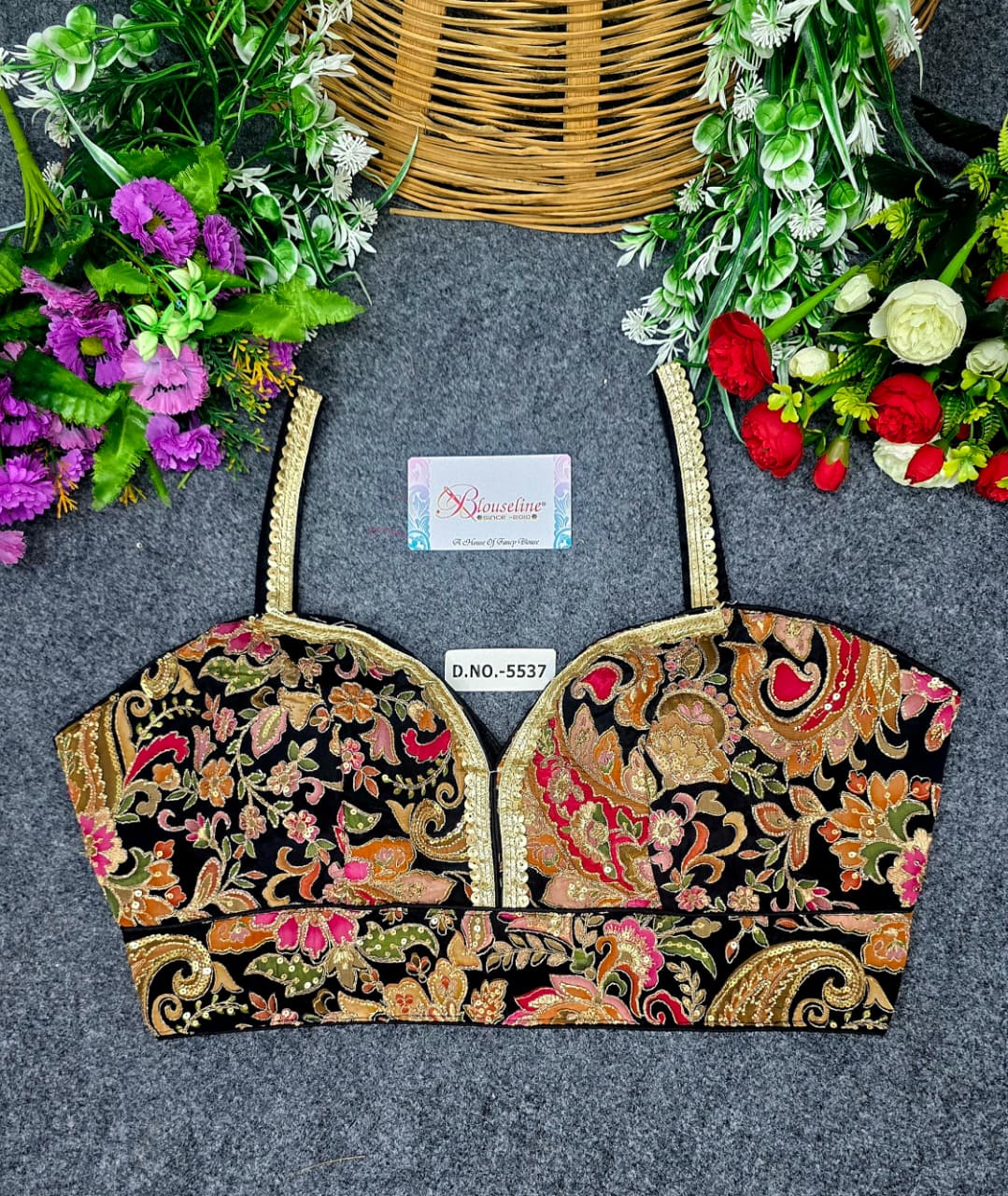 Designer Viscose Crepe Pojisan Embroidered Blouse - Premium Quality | BlouseLine BL5537
