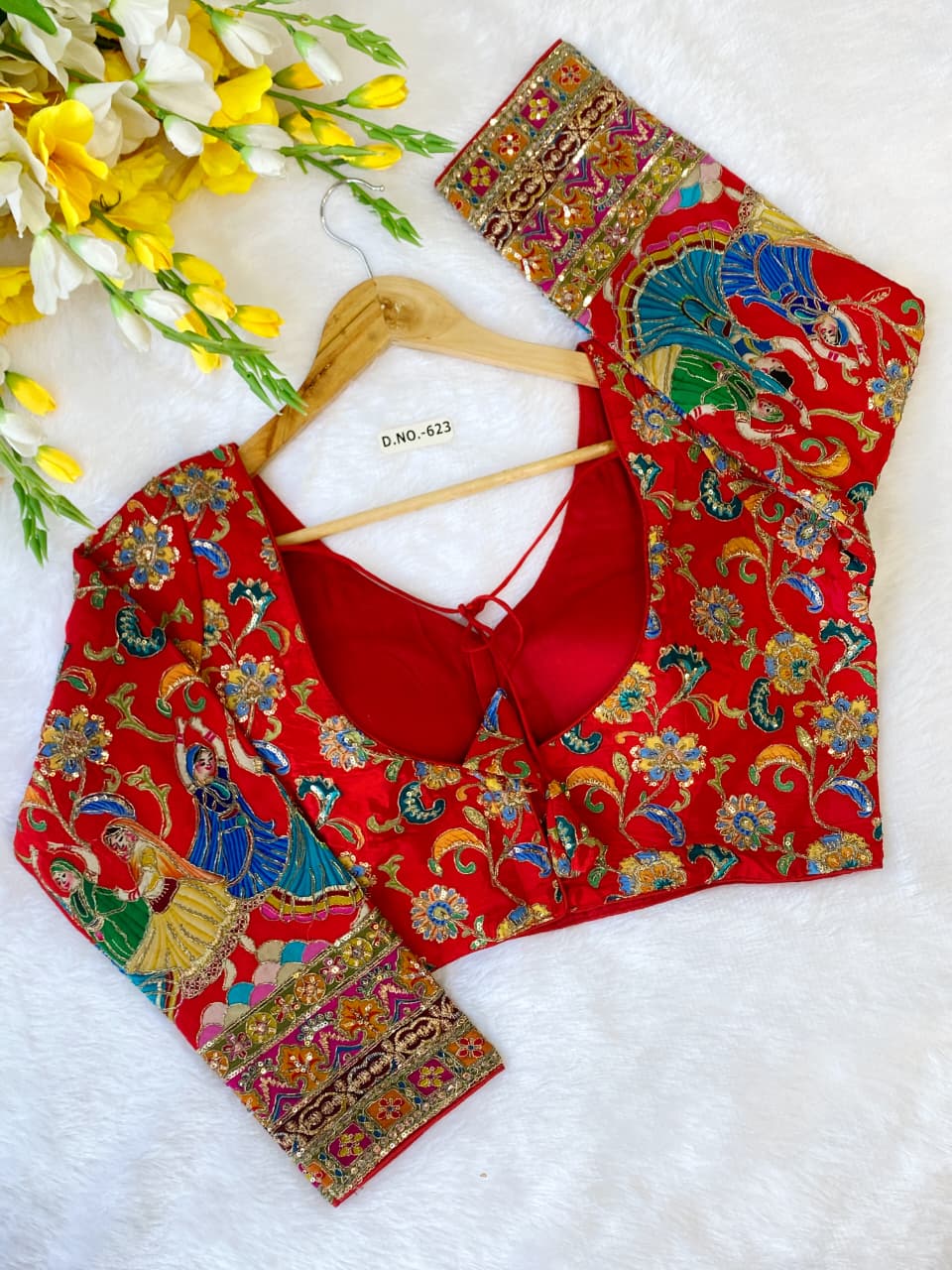 BlouseLine Viscose Crepe Pojisan Print Embroidered Blouse BL 623